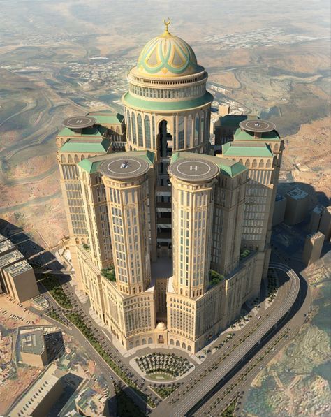 Abraj Kudai—the $3.5-billion project expected to become the world’s biggest hotel (by room count) in Mecca, Saudi Arabia—may have trouble completing as scheduled by 2017. La Mecca, Dubai Architecture, Plans Architecture, Unusual Buildings, Skyscraper Architecture, Amazing Buildings, Unique Buildings, المملكة العربية السعودية, Unique Architecture