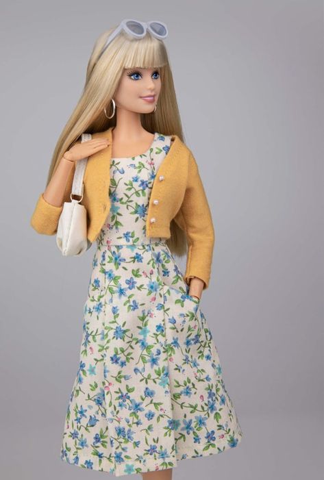 Sundress With Cardigan, Yoga Barbie, Barbie Doll Outfits, Flax Bag, Barbie Inspiration, Barbie Things, Cotton Lace Tops, I Am Bad, Made To Move Barbie