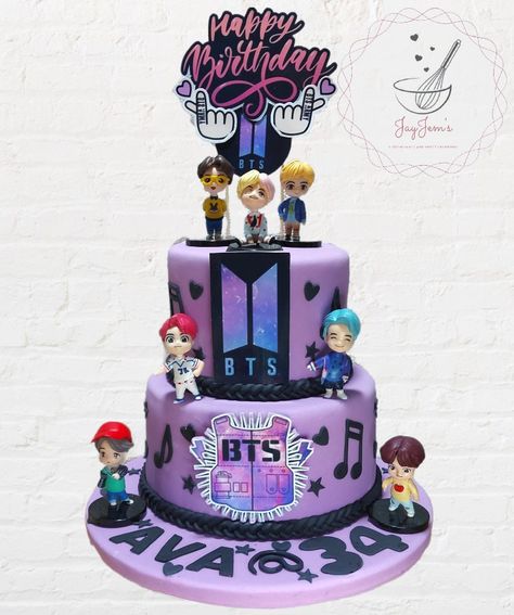 Bts Cake Birthday Ideas, Bts Inspired Cake, Bts Cake Design, Bts Cakes, Anniversary Cake Pictures, Army Birthday Cakes, Bts Birthday, Purple Cakes Birthday, Bts Cake