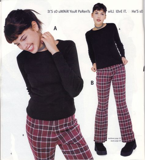 90s Fashion Catalog, 90s Teen Fashion, 90s Early 2000s Fashion, Early 2000s Fashion, 1990s Fashion, 90s Fashion Outfits, Fashion Catalogue, Grunge Goth, Plaid Pants