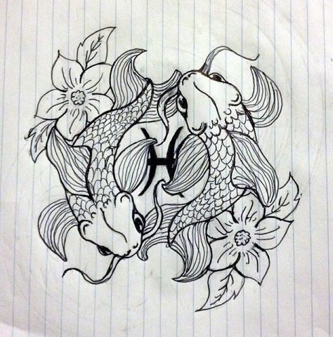 Koi Fish Pisces Tattoo, Pisces Fish Drawing, Pisces Koi Fish, Koi Fish Pisces, Pisces Drawing, Pisces Fish Tattoo, Pisces Fish Tattoos, Neck Tats, Pisces Symbol