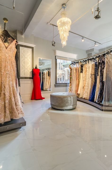 Prom Store Interior, Rental Dresses Store, Dress Boutique Interior Design, Dress Store Design, Dress Shop Design, Dress Rental Business, Modern Vietnamese Wedding, Luxury Boutique Interior, Dress Showroom