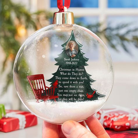 Heart Warming Quotes, Christmas In Heaven, Losing A Loved One, Holiday Sparkle, Remembrance Gifts, Gorgeous Christmas, Photo Ornaments, Christmas Ball, Custom Ornament