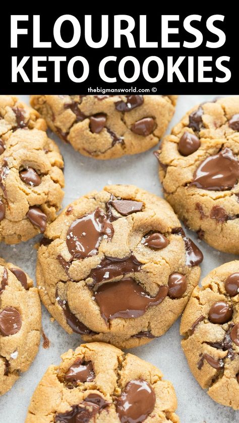 Dolce Poche Calorie, Flourless Cookies, Keto Cookie Recipes, Desserts Keto, Breakfast Low Carb, Postre Keto, Keto Chocolate Chip Cookies, Soft Chocolate Chip Cookies, No Dairy