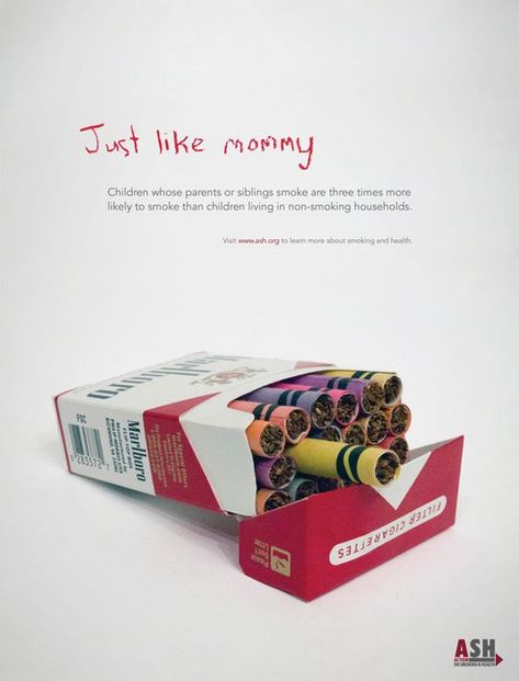 Just like Mommy. Anti-smoking campaign. Visual rhetoric. Clever Advertising, Social Campaign, Awareness Poster, 광고 디자인, Creative Advertising Design, Publicidad Creativa, Awareness Campaign, Best Ads, Print Advertising