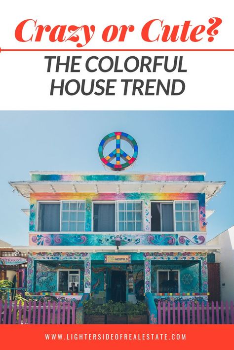 The Colorful House Trend: Crazy or Cute?  Here's what you should and SHOULDN'T paint your home.   #realestate #interiordesign #housingtrends House Foundation Colors, Paint Exterior House, Outside Of House, Bright House, Colorful House, House Foundation, Pool Fence, Foundation Colors, Craftsman Bungalows