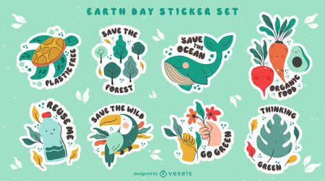 Earth day sticker set #AD , #day, #sticker, #set, #Earth Earth Day Stickers, Environment Stickers, Kawaii Earth, Sticker Mood, Earth Day Design, Graphic Stickers, Scrapbook Themes, Save Planet, Earth Logo