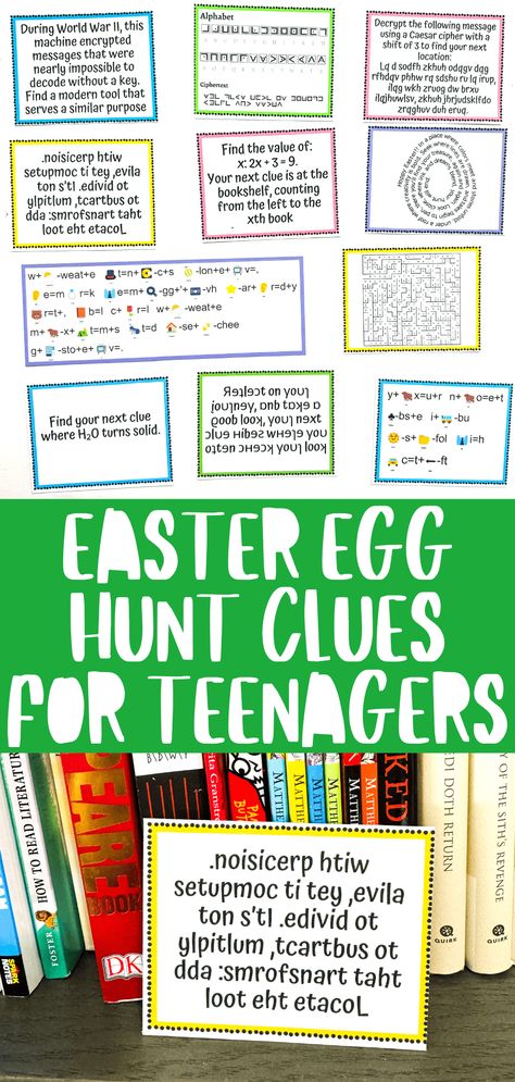 Easter Egg Hunt Clues for Teenager Printable Indoor Egg Hunt, Easter Egg Scavenger Hunt Clues, Easter Basket Hunt, Easter Riddles, Easter Teens, Easter Scavenger Hunt Clues, Adult Easter Egg Hunt, Egg Hunt Clues, Easter Egg Scavenger Hunt