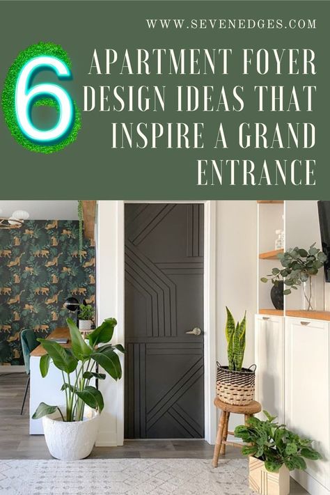 6 Apartment Foyer Design Ideas that inspire a Grand Entrance | It doesn’t matter how small your apartment is, your home deserves a grand entrance! It’s a surefire method to keep your keys, handbag, and scarf organized when you have a designated spot for them. To design a small entryway or brighten up your current doorway, you’ll need some apartment foyer design ideas. Apartment Foyer Ideas, Apartment Door Decor Entrance, Foyer Area Design Entrance, Foyer Area Design, Apartment Foyer Design, Apartment Door Decor, Apartment Foyer, Foyer Design Ideas, Apartment Door