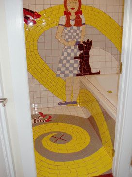 Wizard of Oz Bathroom - Traditional - Bathroom - other metro - by Key West Jane Bathroom Traditional, Bathroom Mosaic, Fantasy Wizard, Land Of Oz, The Wonderful Wizard Of Oz, Ruby Slippers, Tin Man, Brick Road, Yellow Brick Road