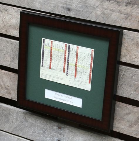 Golf Scorecard Display, Golf Tournament Prizes, Private Wedding Ideas, Golf Scorecard, Golf Ball Displays, Golf Flag, Golf Score, Green Mat, Golf Event