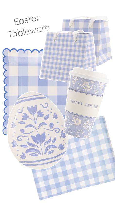 this classy Easter tableware, was surely impress your guests at your next Easter, Easter party, Easter brunch, or Easter dinner. Classy Easter, Easter Tableware, Bunny Party, Modern Party, Spring Party, Easter Dinner, Easter Brunch, Happy Spring, Blue Gingham