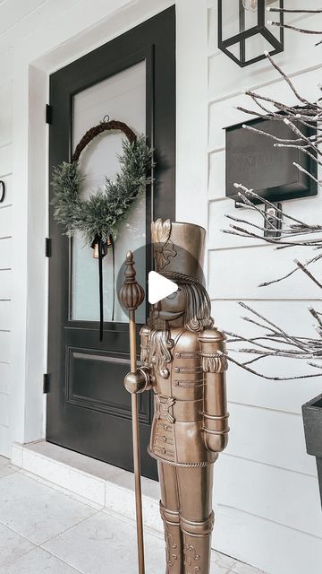 Nutcracker Diy, Front Porch Makeover, Porch Makeover, Walmart Finds, Christmas Porch, Velvet Ribbon, Farmhouse Christmas, Nutcracker, Christmas Home