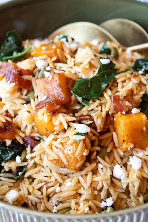 🍁 🍁 Butternut Squash Orzo Salad is an amazingly delicious salad to enjoy this time of the year!  But, is it just a salad?  I’d say it’s a pasta and a side dish, too.  Serve it cold and it’s more of a salad.  Serve it warm (that’s the way I prefer it) and it’s an awesome pasta side dish.   😍

For this mouthwatering recipe, go to https://thefancypantskitchen.com/recipe/butternut-squash-orzo-salad/. Butternut Squash Orzo Salad, Thanksgiving Orzo Salad, Winter Orzo Salad Recipes, Butternut Squash Orzo Recipes, Fall Orzo Salad, Warm Orzo Salad, Butternut Squash Orzo, Squash Orzo, Butternut Squash Bacon