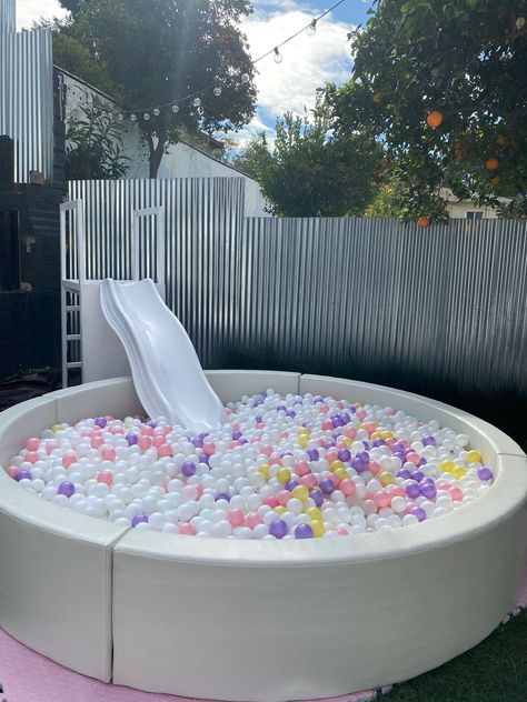 Ball pit experiences Ball Pit Party Ideas, Ball Pit With Slide Indoor Play, Inflatable Ball Pit, Dog Ball Pit, Ball Pit Birthday Party, Outdoor Ball Pit, Ball Pit Ideas, Ball Pit Party, Barbie Cars