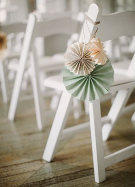 Decorate Wedding Aisle, Chair Decoration For Wedding, Diy Paper Wedding Decorations, Diy Aisle Decor, Diy Aisle Decorations Wedding, Paper Decorations Wedding, Diy Wedding Aisle Decorations, Wedding Ceremony Chair Decor, Sidney Morgan