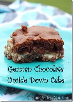 German Chocolate Upside Down Cake Upside Down German Chocolate Cake Recipe, German Chocolate Upside Down Cake, Chocolate Upside Down Cake, Incredible Desserts, Blondie Dessert, Kentucky Food, German Chocolate Cake Recipe, Sugary Treats, Incredible Cakes