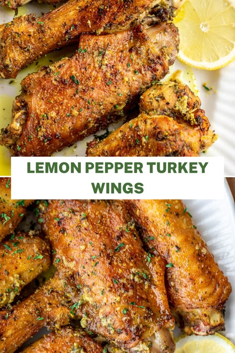 Lemon Pepper Turkey Wings, Lemon Pepper Turkey, Bake Turkey Wings Recipe, Baked Turkey Wings, Food Vacuum Sealer, Sausage Dishes, Fried Turkey, Turkey Wings, Baked Turkey