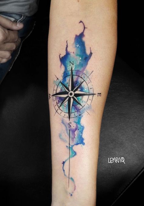 Wanderlust Tattoos, Watercolor Compass Tattoo, Random Tattoos, Compass Rose Tattoo, Compass Tattoo Design, Anchor Tattoo, Arrow Tattoos, Tattoo Cover, Elephant Tattoos