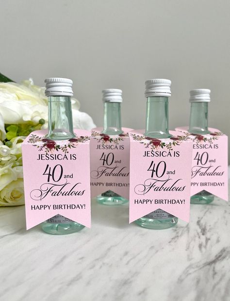 Birthday Mini Bottles Labels, Personalized Happy Birthday Tags, Women Birthday Tags - Etsy 80th Birthday Favors, 50th Birthday Party For Women, Adult Birthday Favors, 40th Birthday Favors, 30th Birthday Party Favors, 40th Birthday Party Favors, Personalized Birthday Favors, 50th Birthday Party Favors, Happy Birthday Tag