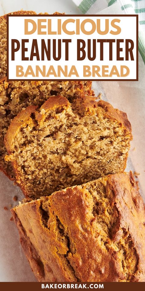 This Peanut Butter Banana Bread is moist and delicious, made with peanut butter, banana, and sour cream. Simply mix and bake. The blend of banana, peanut butter, and cinnamon creates a comforting flavor. Perfect for a satisfying snack. Banana Bread Recipe Lots Of Bananas, Reeses Peanut Butter Banana Bread Recipe, Banana Recipes With Peanut Butter, Ripe Banana Peanut Butter Recipes, Banana And Peanut Butter Bread, Banana Bread Recipe With Peanut Butter, Banana Bread Recipe Peanut Butter, Banana Peanut Butter Bread Recipe, Banana Bread Variations Recipe