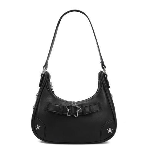 Cute Over The Shoulder Bags, Purse Leather Bag, Aesthetic Side Bag, Black Bags Women, Small Bags Aesthetic, Cute Designer Bags, Black Y2k Shoulder Bag For School, Small Shoulder Bag Outfit, Things To Get From Amazon