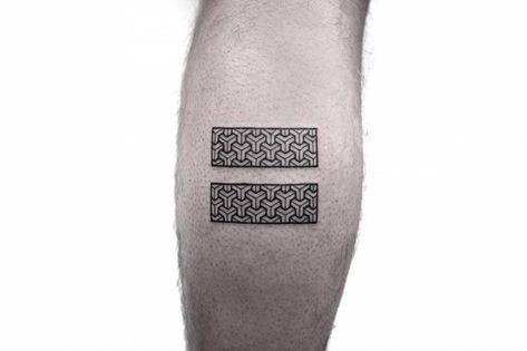 Geometric equal sign tattoo on the left calf. Equal Sign Tattoo, Mathematical Tattoo, Equality Tattoos, Tattoo Artistic, Equal Sign, Related Tattoos, Feminist Tattoo, Sign Tattoo, Sacred Geometry Patterns