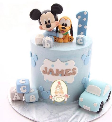 Baby Mickey Cake, Baby Mickey Mouse Cake, Mickey Birthday Cakes, Γενέθλια Mickey Mouse, Mickey Baby Showers, Boys First Birthday Cake, Mickey First Birthday, Mickey 1st Birthdays, Mickey Mouse Birthday Cake