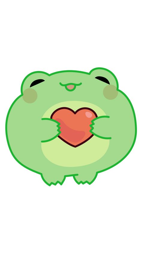 What a lovely animal in our fanart Green Frog Holds a Heart Sticker! It has such a big heart that this cute little frog wants to share it with you. If you accept its offer, you will be happy all day.... Cute Little Stickers, Frog Heart, Frog Aesthetic, Frog Wallpaper, Cute Easy Doodles, Easy Doodles, Graffiti Characters, Green Frog, Frog And Toad