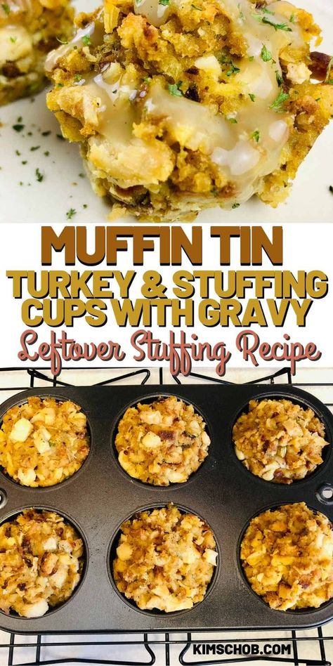 Leftover Turkey Stuffing Muffins, Stuffing Cups, Leftover Stuffing Recipes, Turkey Muffins, Hot Pocket Recipes, Stuffing Balls Recipe, Leftover Stuffing, Turkey And Stuffing, Thanksgiving Leftover Recipes