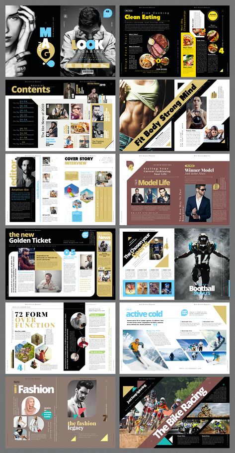 Magazine Layout INDD - 40 Custom Pages Indesign Magazine Templates, Magazine Layout Design, Cool Magazine, Layout Template, Magazine Layout, Magazine Template, Lifestyle Magazine, Print Templates, Design Fashion