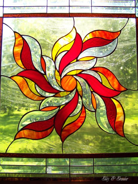 Sunburst Stained Glass Panel by GlitzAndGrandeur on Etsy Stained Glass Quilt, Mosaic Stained, Stained Glass Window Panel, Wine Glass Art, زجاج ملون, Stained Glass Diy, Stained Glass Panel, Stained Glass Crafts, Art Stained