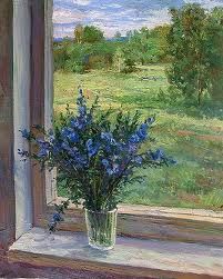 . Plants On Window Sill, Window Photography, Landscape Photography Nature, Forget Me Nots, Watercolor Landscape Paintings, Oil Painting Flowers, Window Painting, High Art, Flower Art Painting