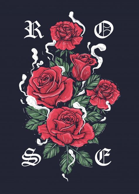 A Rose For Emily, Roses With Leaves, Easy Drawing Steps, Arte Peculiar, Rose Illustration, Pencil Drawings Easy, Roses Drawing, Graphic Tshirt Design, Rose Art