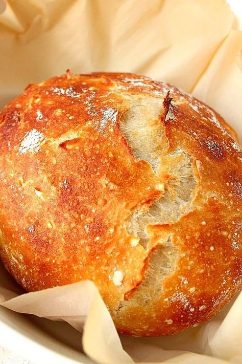 No-Knead Bread Crock Pot Bread, Slow Cooker Bread, Oven Bread, Dutch Oven Bread, Knead Bread Recipe, Homemade Bread Recipes Easy, Homemade Bread Recipes, Artisan Bread Recipes, Knead Bread