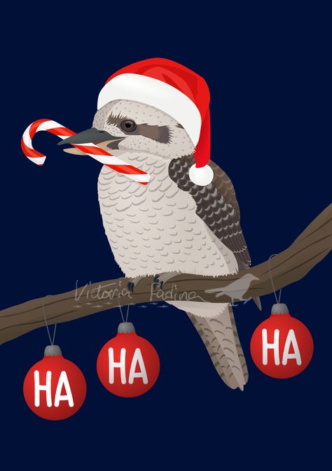 Aussie Christmas Wallpaper, Australian Christmas Art, Australia Christmas Aesthetic, Australian Christmas Craft, Aussie Christmas Decorations, Australian Christmas Decorations, Xmas Artwork, Kitchy Christmas, Australian Kookaburra