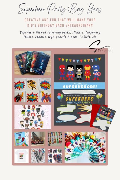 Are you looking for some ideas to put in your child’s birthday party goodie bag? If so, you’ve come to the right place! Superhero Party Bags, Party Bag Ideas, Birthday Party Goodie Bags, All Superheroes, Superhero Birthday Party, Superhero Theme, Superhero Party, Superhero Birthday, Bag Ideas