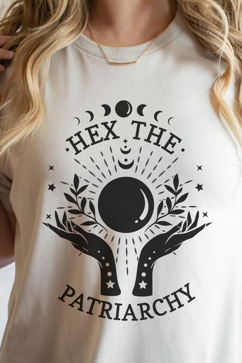 Feminist Tops, Hex The Patriarchy, Witchy Wardrobe, Witch Tshirt, Feminist Clothes, The Patriarchy, Smash The Patriarchy, Feminist Gift, Hippie Style Clothing