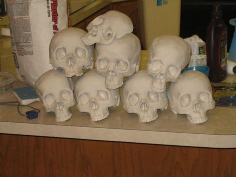 Latex Mold Making: Skulls on the Cheap. | Halloween Forum Diy Skulls, Halloween Forum, Halloween Mold, Skull Mold, Oil Based Stain, Cheap Halloween, Mold Release, Concrete Projects, Homemade Halloween