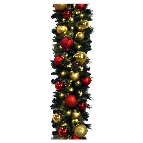 Decorated Garland, Red And Gold Ornaments, Holiday House Decor, Hydrangea Garland, Pre Lit Garland, Fall Leaf Garland, Pinecone Ornaments, Berry Garland, Glitter Ornaments