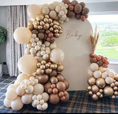 Brown Balloon Garland, Wedding Balloon Decorations, White Baby Showers, Gender Reveal Decorations, Garland Arch, Gold Baby Showers, Balloon Backdrop, Kids Party Decorations, White Balloons