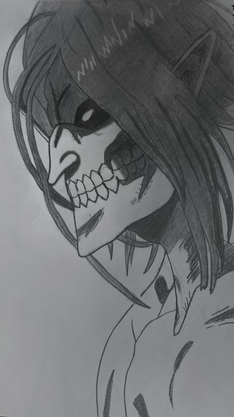 #erenyeager #attackontitan #anime #drawing #art #sketch #draw #aot #fanart #artist Titan Sketch, Eren Yeager Titan, Anime Drawing Art, Aot Fanart, Anime Canvas Painting, Animal Outline, Anime Drawing Sketches, Horse Sketch, Pencil Sketch Images