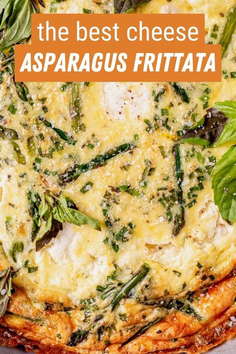 Each slice of this asparagus frittata is thick and flavorful, featuring rich and creamy cheese, tender asparagus, and fluffy eggs. Customize it with different fresh herbs and fresh cheeses, like parmesan cheese, or even add a protein like flaky salmon. Asparagus And Cheese, Ricotta Frittata, Tender Asparagus, Asparagus Frittata, Seasonal Salad, Fluffy Eggs, Cheese Frittata, Sweet Potato Breakfast, Vegetable Casserole