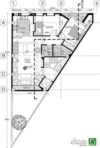 Cozy House Plans, House Plans Simple, Triangular Architecture, Triangle House, House Plans Ideas, Architecture Design Process, Unique Floor Plans, 3d House Plans, House Outer Design