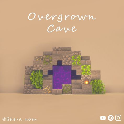 Minecraft Survival Nether Portal, Cave Portal Minecraft, Nether Portal In Mountain, Lush Cave Nether Portal Minecraft, Nether Room Ideas Minecraft, Overgrown Nether Portal Minecraft, Small Nether Portal Design, Nether Portal Decoration, Underground Nether Portal Design