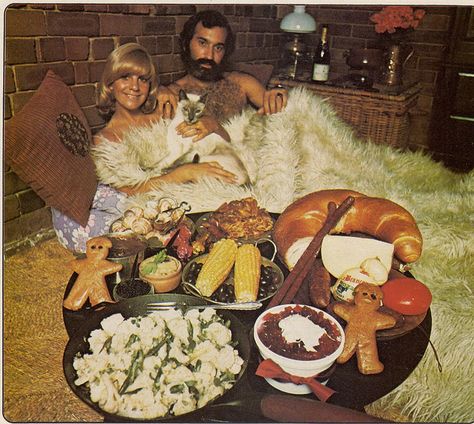 this is in no way beautiful or inspirational. it is, however, totally insane and i feel like everyone should see it. 70s Dinner Party, 70s Party, Retro Recipes, Morning Humor, Breakfast In Bed, Go For It, Weird And Wonderful, Vintage Recipes, Gingerbread Man