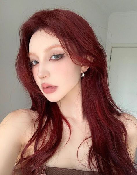 2023 Photography, Trend 2023, Hairstyle Inspo, Photography Beauty, Korean Hairstyle, Deep Red, Red Hair, Red, Hair