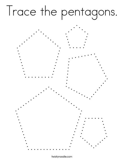 Trace the pentagons Coloring Page - Twisty Noodle Pentagon Tracing Worksheet, Pentagon Shape Preschool, Pentagon Shape Activities For Preschool, Pentagon Worksheet Preschool, Pentagon Activities Preschool, Shapes Tracing, Letter Worksheets For Preschool, Twisty Noodle, All About Me Preschool