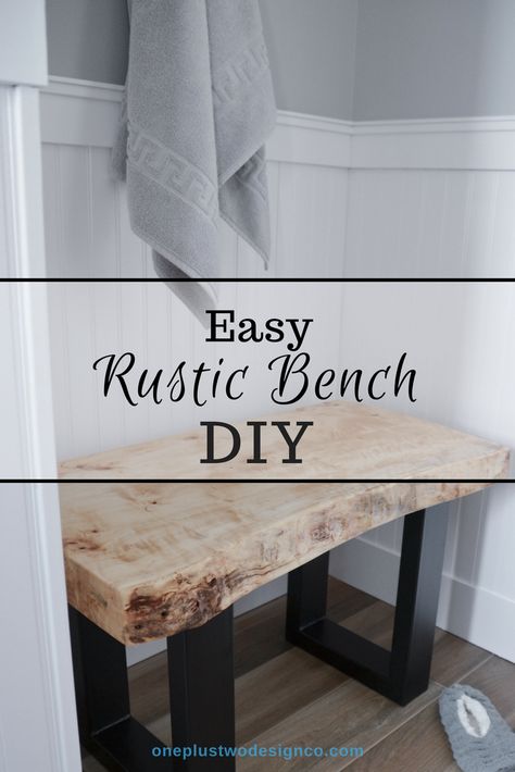 Live Edge Bench Outdoor, Diy Small Bench Entryway, Bathroom Bench Ideas, Bench In Bathroom, Diy Small Bench, Diy Rustic Bench, Camp Bathroom, Future Furniture, Bathroom Bench