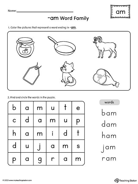 Am Family Words Activities, Cvc Am Words Worksheets, Am Words Worksheets, Am Word Family Worksheet, Am Family Words Worksheet, Am Word Family, Am Words, Cvc Reading, Word Family Reading